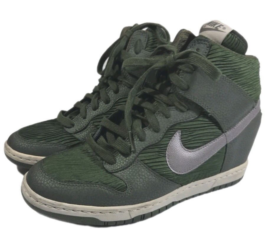 Nike Dunk Sky Hi Hidden Wedge Heel Women's 9.5 Carbon Green Silver