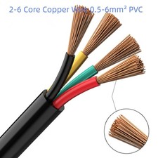 2-6 Core Copper Wire 0.5-6mm² PVC Insulated Flexible Sheath Electrical Cable RVV