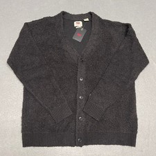 Levis Cardigan Sweater Men Large Gray Coit Boxy Relaxed Wool Alpaca Knit Grandpa