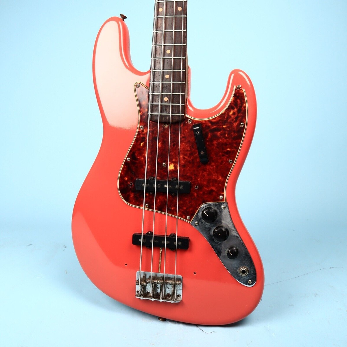 1961 Fender Jazz Bass Guitar Refin Fiesta Red | eBay