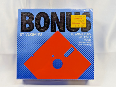 Bonus by Verbatim 10 Minidisks MD2-D 2S/2D Soft-Sectored Hub Ring New Sealed FS
