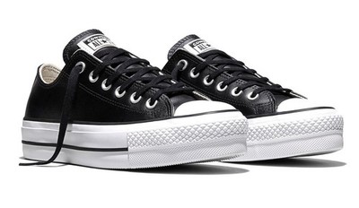CONVERSE SNEAKERS ALL STAR CTAS LIFT OX LOW SCHWARZ PLATFORM LEDER 561681C