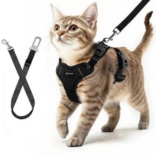 Cat Harness and Leash for Walking Escape Proof Adjustable Vest Black S