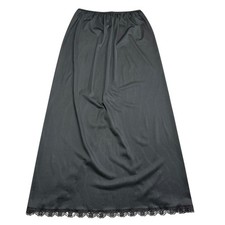 Vtg JC Penney 100 Nylon Antron III Black Half Slip Lace 36  Long Slit Large