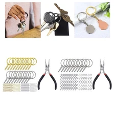 221 Pieces Split Key Rings with Chain Set Screw Eye Pins Connector for DIY