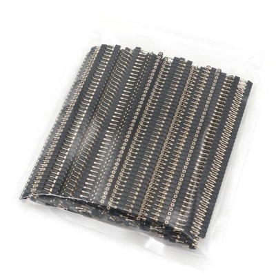 100Pcs Straight 40P Single Row Female 2.54mm Round Gold Plated Pin Header