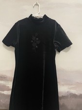 Girls Genuine Girl Black Sparkle Velour Party Dress 12 14 L