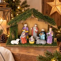 Krippe Weihnachtskrippe Krippenfiguren 30X10X20Cm Dekoration Advent 7 Figuren