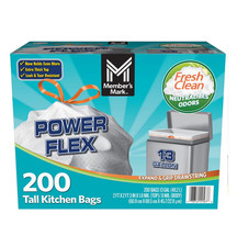 Member's Mark Power Flex Tall Kitchen Drawstring Trash Bags 13 gal., 200 ct. 