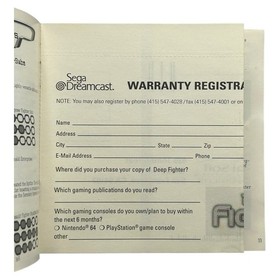 Deep Fighter (Sega Dreamcast, 2000) Disc 1 Only Case Manual + Reg Card Tested