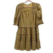 Moodie Tiered Mini Dress tan, short sleeve Large Western Spring