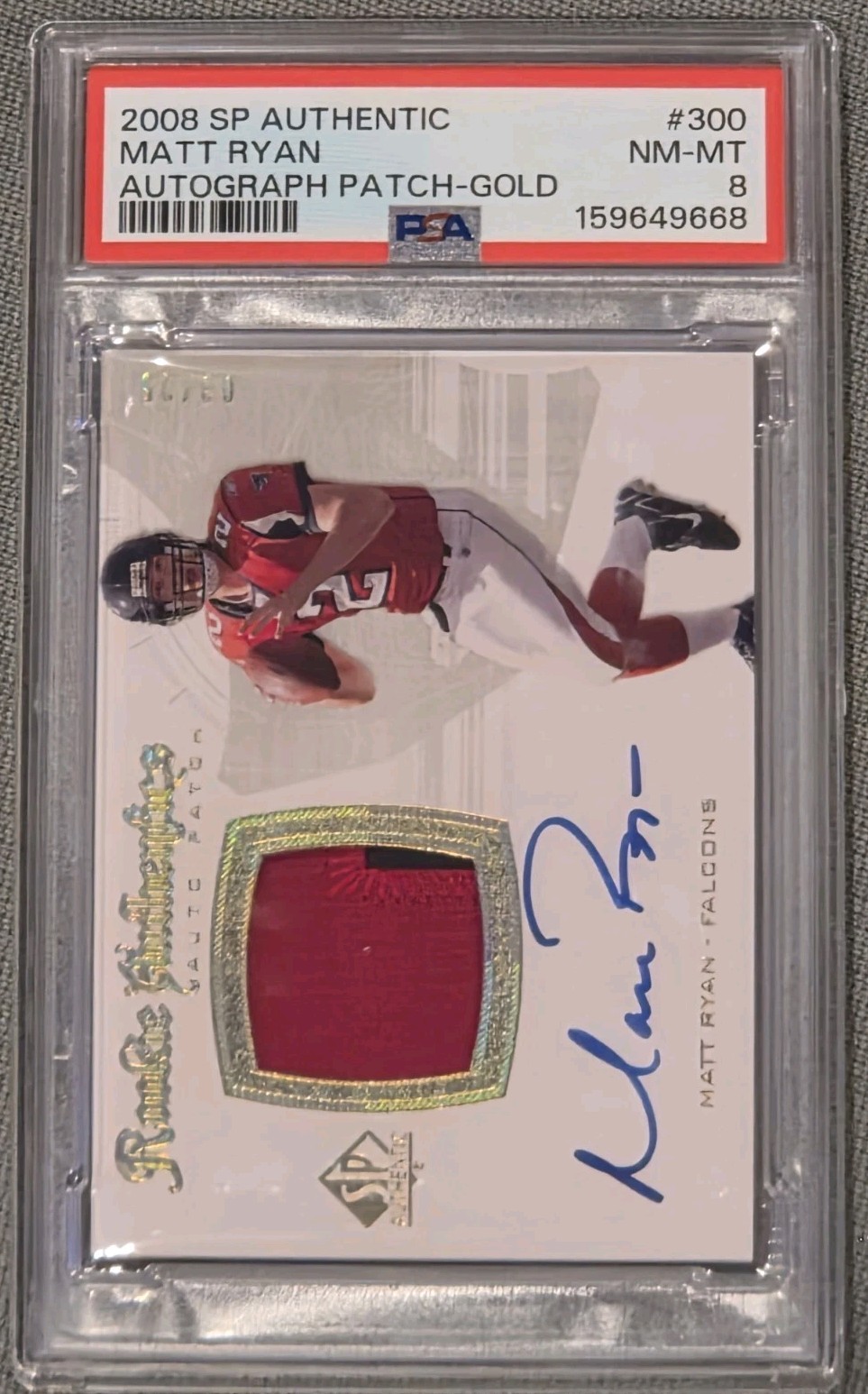 MATT RYAN 2008 SP AUTHENTIC JSY RC AUTO !!!SSP GOLD!!! 3/25 - PSA 8 !!!NM-MT!!!