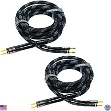 Arklove 2-Pack 6ft 12AWG Heavy-Duty Braided Speaker Cable - Gold-Plated Banana