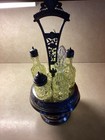 Uranium Glass 5 Btle Rotating silver plated Cruet Set,Victorian/art deco* Read * — photo 3