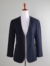 THEORY 395 Solid Navy Lindraya Admiral Crepe Blazer Jacket Top Size 8