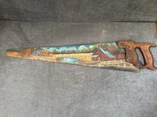 Hand Painted Vintage Disston Handsaw Country Rustic Red Barn Pond Farm Scenery