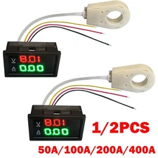 1/2x Hall Current Voltmeter Dual Digital Display DC 0-300V ± 50A/100A/200A/400A
