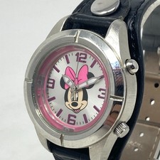 Disney Minnie Mouse Watch Women Kids Silver Tone Cuff Pink Lights New Battery 8"