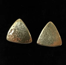 Vintage - Jeep Collins Hammered Brass .75" Triangle Earrings