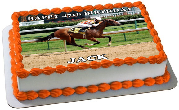 RACE HORSE A4 PREMIUM Edible RICE WAFER Cake Topper CAN BE PERSONALISED D4