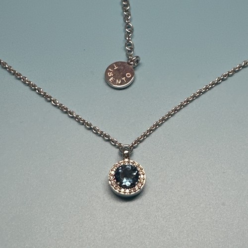 TISENTO 925 Sterlingsilber CZ runder Anhänger & Kette Halskette verstellbar 16-18 Zoll