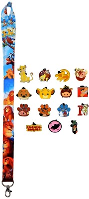 Lion King Themed Starter Lanyard Set With 5 Disney Park Trading Pins Brand New