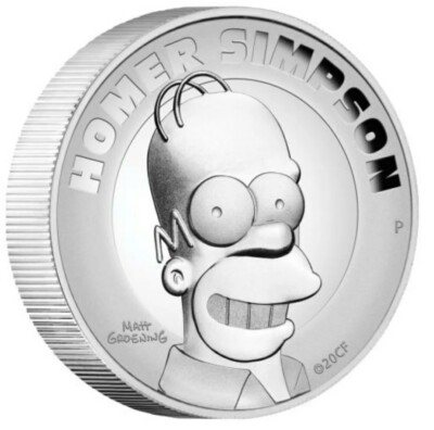 #ad 2021 2 Oz Silver $2 Tuvalu HOMER SIMPSON High Relief Proof Coin.. $399.95
