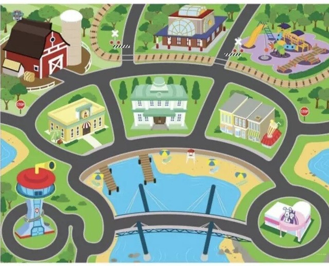 Paw Patrol Mega Play Mat 120cm Long With 4 Cars Vehicles 6 X