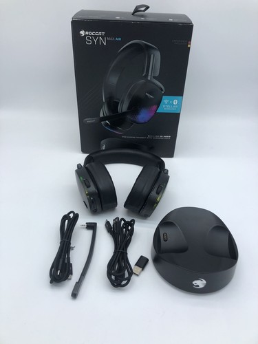Roccat Syn Max Air - Kabelloses 3D Audio RGB Gaming Headset mit Docking-Station