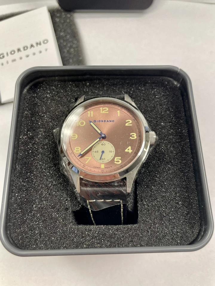 Giordano Stainless Steel W/ Leather Strap Mens Watch GD-1168-04 $240 MSRP — 第 2/3 张图片