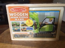 Melissa  Doug Wooden Jigsaw Puzzle in a Box Construction Vehicles 4 in 1