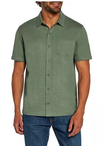 Gap Men's Short Sleeve Knit Button Down Shirt, Size Medium, Laurel Wreath - 第 1/7 張圖片