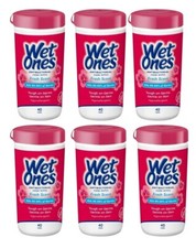 6 Cans Wet Ones Antibacterial Hand Wipes Canister Fresh Scent 40 ct Sheet Packs