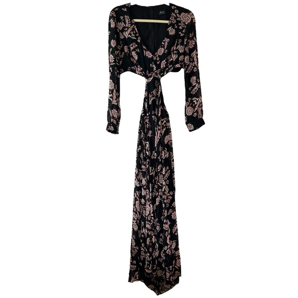 Bardot Women's Long Sleeve Floral Cut Out Maxi Dress Sz 8 - Image 3 of 4