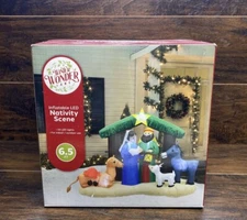 NIB 6.5 ft Nativity Inflatable Winter Wonder Lane Jesus Mary Joseph Built In LED