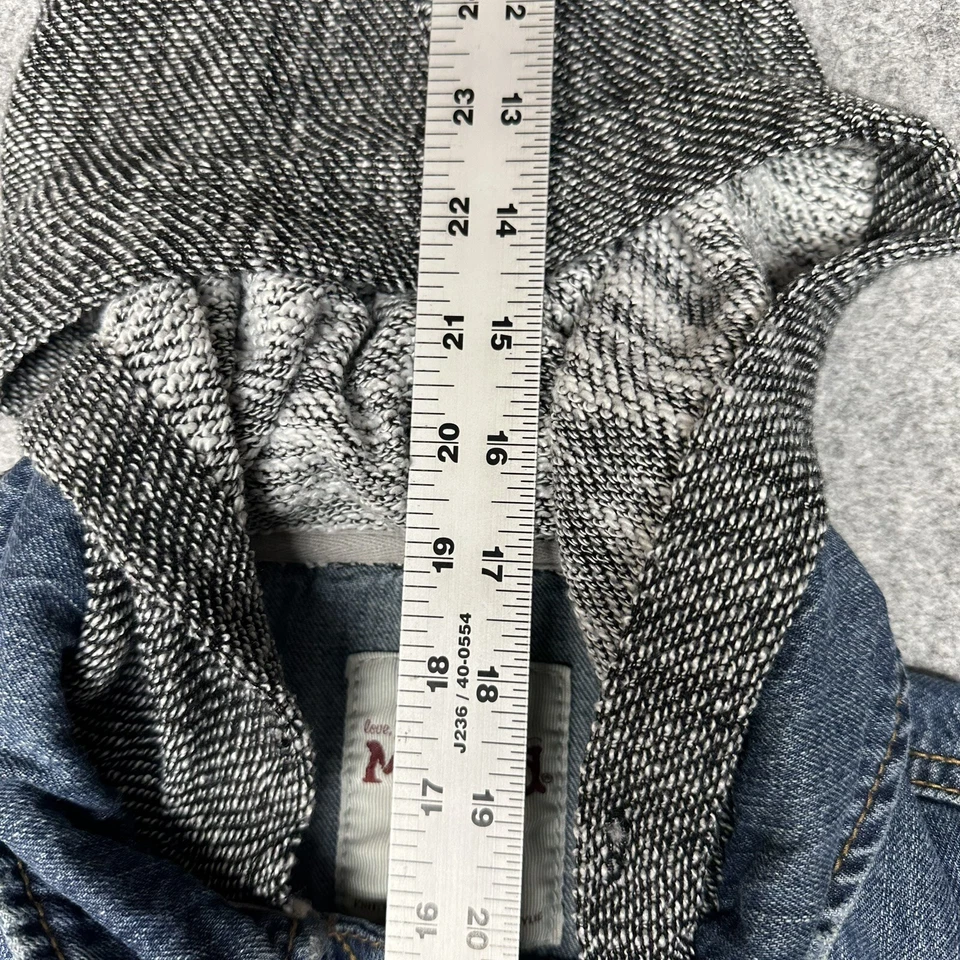 Chaqueta Mudd Niñas Grande Azul Denim Camionero Bolsillos Gris Tejido Mangas Capucha Foto 4 de 4