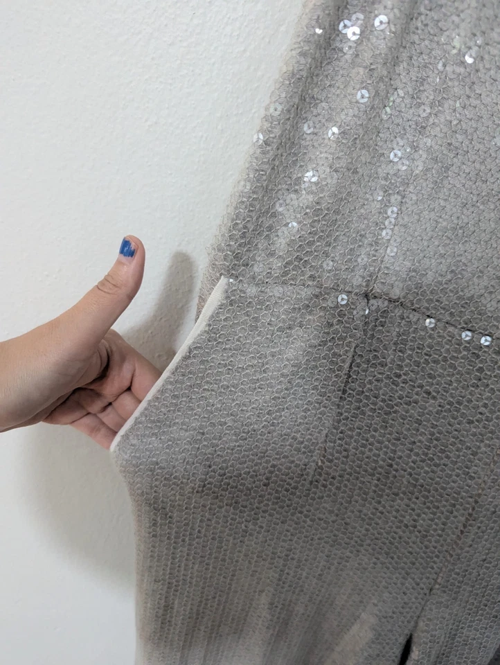 Mono Anthropologie Ett:Twa Claudette con lentejuelas corto hasta el tobillo plateado 2 Foto 4 de 4