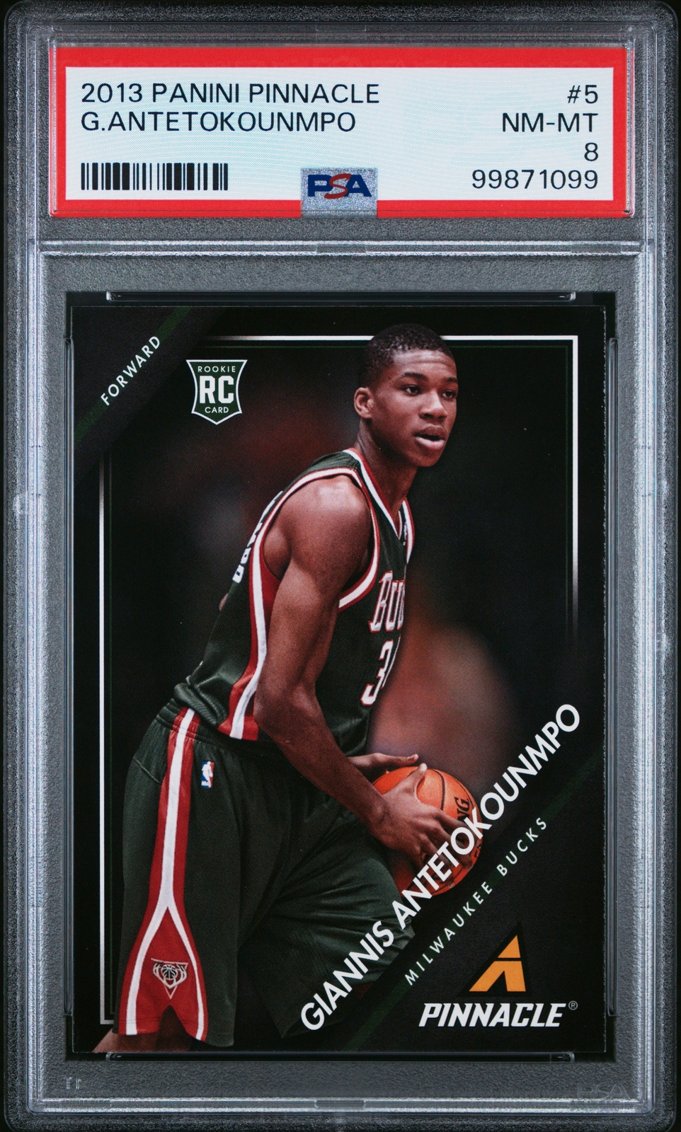 2013 PANINI PINNACLE #5 GIANNIS ANTETOKOUNMPO ROOKIE RC PSA 8