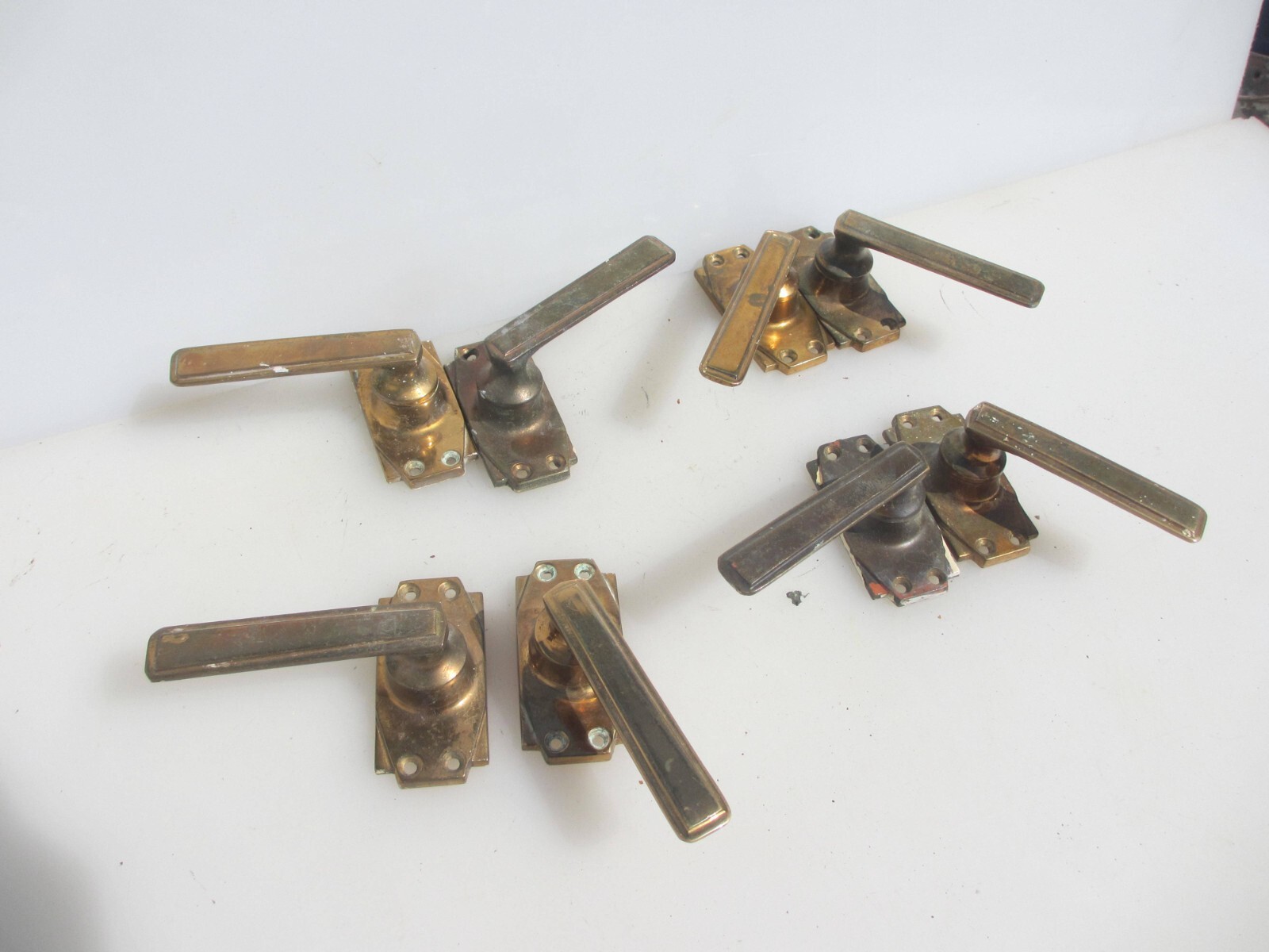 Antique Bronze Lever Door Handles Old Mid Century Bronze Art Deco