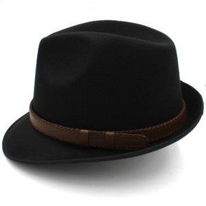Men Women Solid Hard Felt Fedora Hats Trilby Caps Sunhat Jazz Gangster Size M