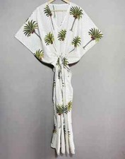Indian Cotton White Kaftans Summer Dress Night Gown Maxi Bridal Caftan Dress