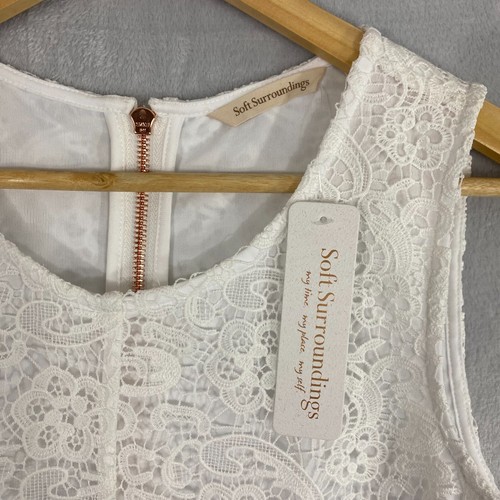 Nuevo con etiquetas Vestido Midi Soft Surroundings Blanco Encaje Talla 6P Madelyn Forrado Ducha $160 - Imagen 6 de 18