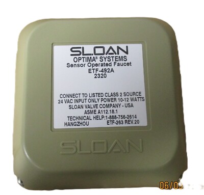 Sloan ETF-492-A Electrical Junction Box For Optima ESM & ES-SM Flushometers