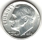 1958 ROOSEVELT DIME in BRILLIANT UNCIRCULATED CONDITION stk R . 72