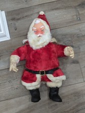 Vtg Tall Santa Claus Rubber Face Hands Boots Plush Christmas Doll Xmas
