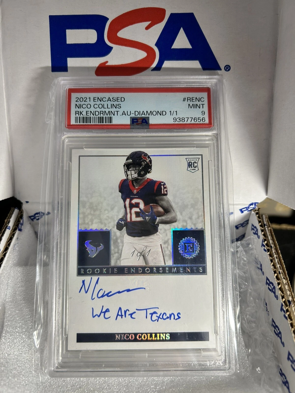 Nico Collins Panini Encased Rookie Endorsements #RENC Diamond 1/1