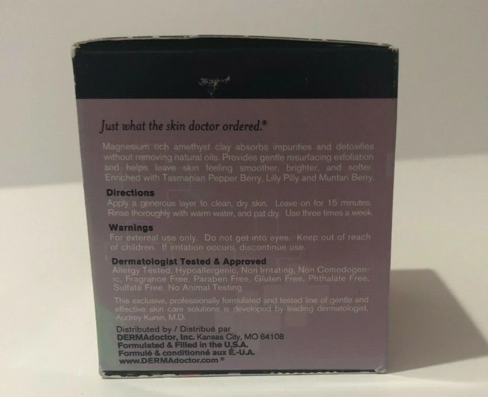 DERMAdoctor Kakadu C Amethyst Clay Detox Mask, 50 ml 1.7 Oz BRAND NEW in BOX - Image 2 of 4