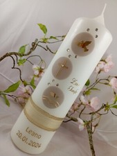 Świeca chrzcielna Symbole chrztu Chłopcy Dziewczęta Ozdoba woskowa 25x7 cm Oryginalny design NOWA