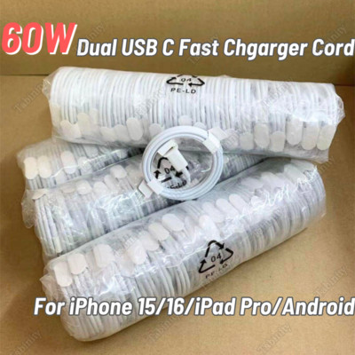 PD 60W USB C to Type C Fast Charger Data Cable Lot For iPhone 15 16 Pro Android