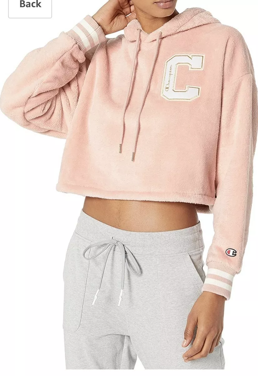 Pink champion store crop hoodie